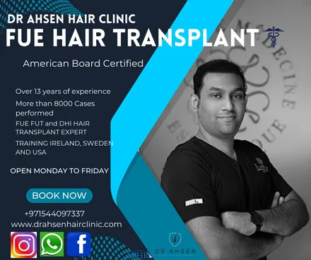 Gloved surgeon carefully implanting follicles during an FUE hair transplant